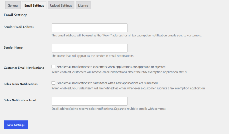 email settings